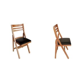 Kit 2 Cadeira Internacional Dobrável de Madeira para Sala de Jantar e Área Externa Natural/Preto