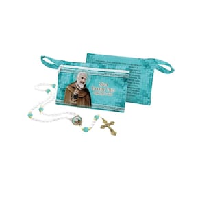 Terço de São Padre Pio na Bolsinha Ziper