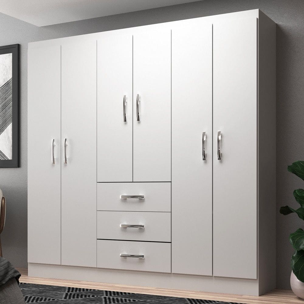 Guarda Roupa Casal 6 Portas 3 Gavetas Servilha Evidência Móveis