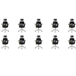 Kit com 10 Cadeiras de Escritório Presidente Giratória com Apoio de Cabeça Office Lisboa Preto