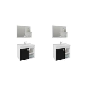 Kit com 2 Gabinetes Suspenso com Cuba e Espelheira Bia Branco