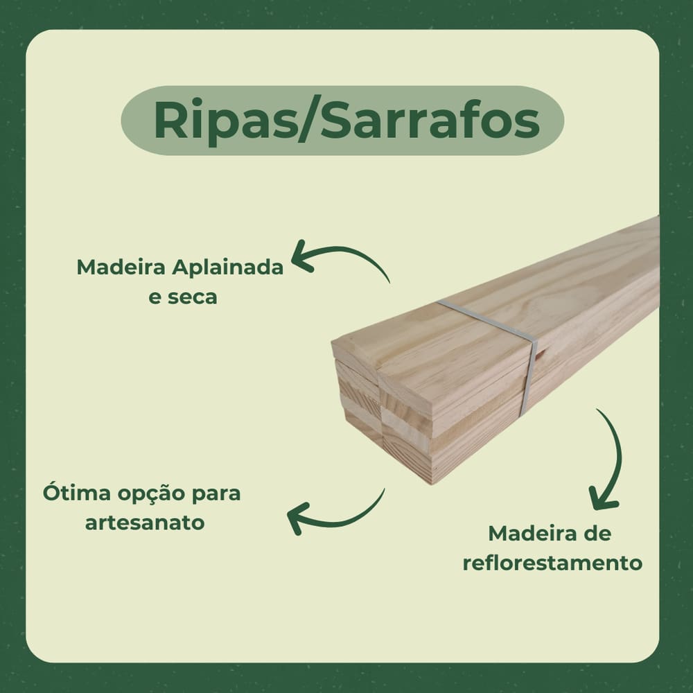 30 Ripas/Sarrafos de 2x4x70 cm Madeira de Pinus
