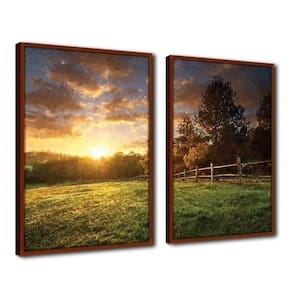 Quadro Decorativo Textura Cx Alta 2Un 40X60 Campo Ensolarado Titulo Moldura Ocre