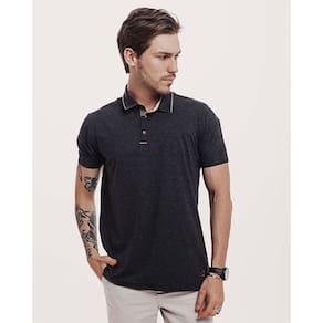 Camiseta Polo Masculina Básica Malha Mescla Básica Viscose Com Elastano P Ao GG Cratus