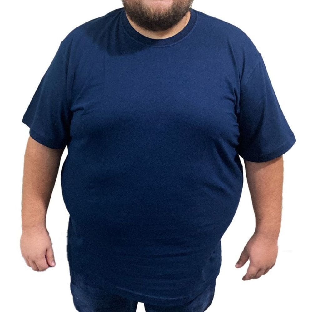Camiseta Básica Masculina Marinho Plus Size G3 Ao G5 100% Algodão