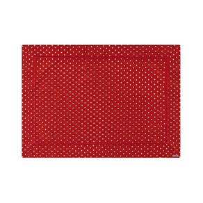 Lugar Americano Em Tecido Jacquard Barra Bordada 50x36cm Mameg Poá Vermelho