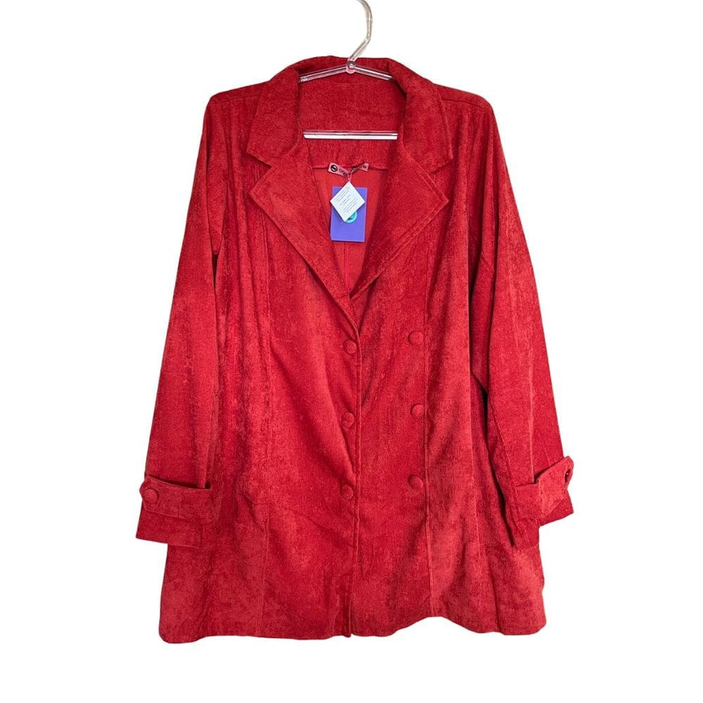 Casaco Feminino Cotele Veludo Plus Size Vermelho Domenica