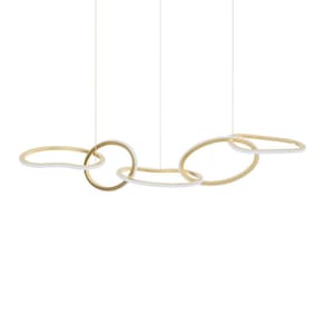 Lustre Pendente Nordecor Zena 2597 Ouro Champagne Led Bivolt