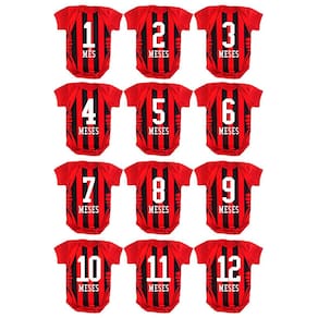 Kit Body Bebê Mesversario Time de Futebol 12 Bodies de 1 a 12 Meses