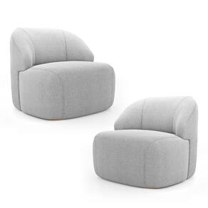Kit 02 Poltronas Decorativas Kaya Orgânica Bouclê Cinza Claro - Desk Design