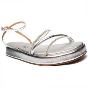 Rasteira Vizzano Flatform Strass Metalizada Feminina - Prata
