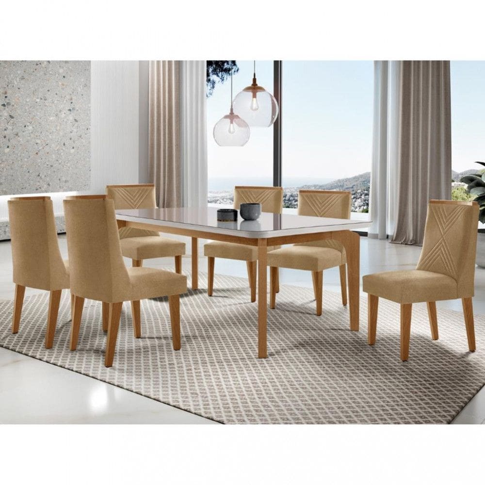 Conjunto Sala de Jantar Mesa Londrina e 6 Cadeiras Montreal Rufato