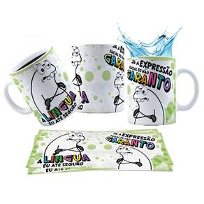 Caneca 325ml A língua eu até seguro, já a expressão facial