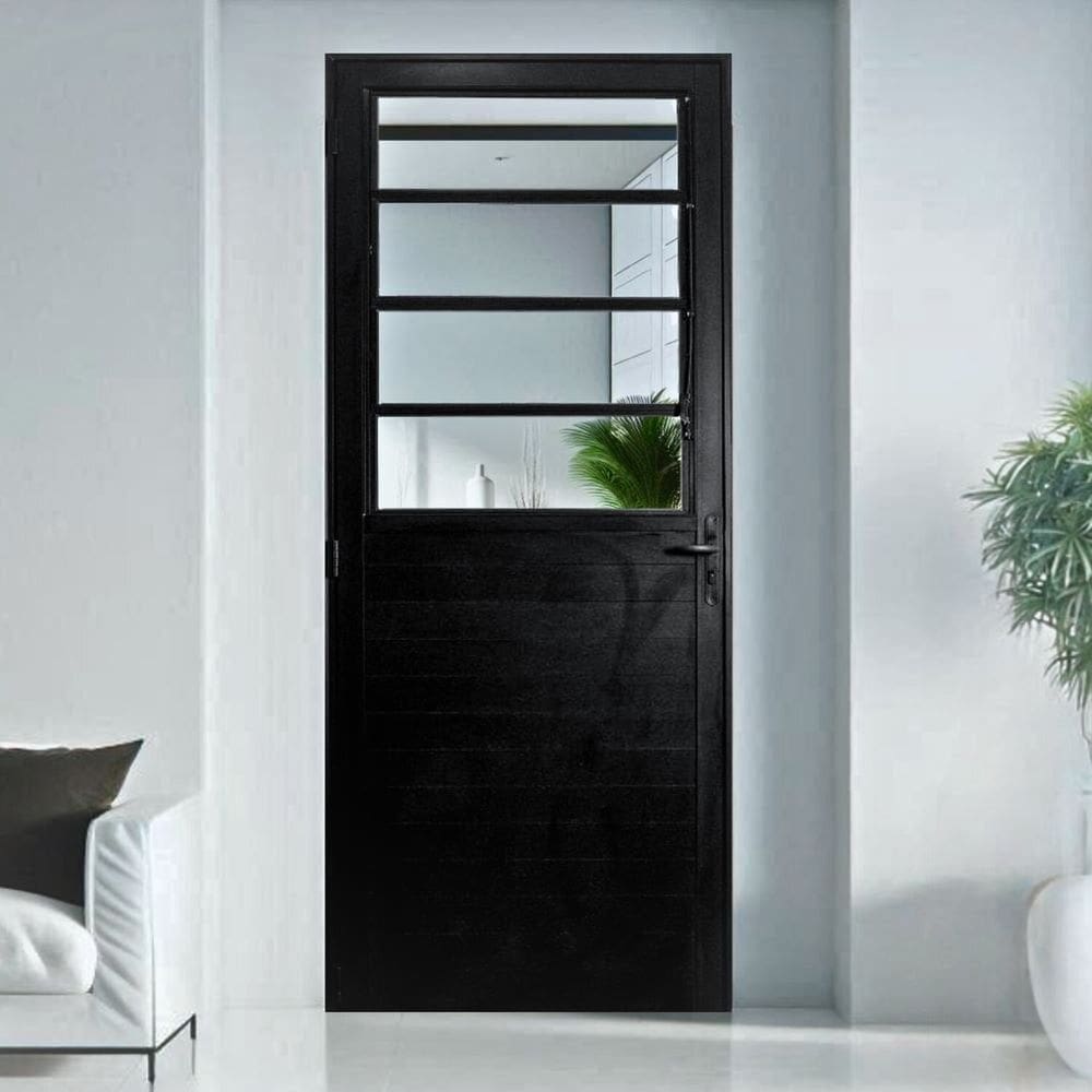 Porta Basculante Lambril Alumínio 2,10 X 90 Lado Esquerdo Preto Hale Esquadrias Preto