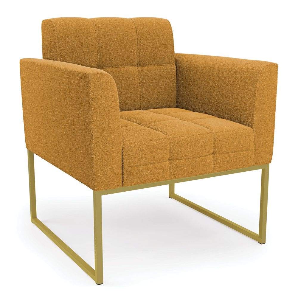 Poltrona Sala de Estar Industrial Dourado Elisa Bouclê Mostarda D03 - D`Rossi