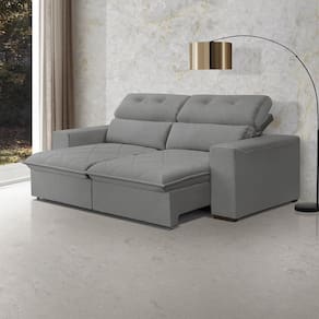 Sofá Cama Retrátil Arizona para Sala de Estar 182 Cm 3 Lugares Cinza Escuro