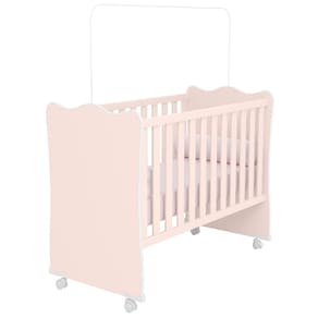 Berço Simples Com Rodízios Doce Sonho Rosa - Qmovi