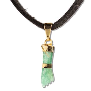Colar Mini Figa Quartzo Verde Montagem Dourado