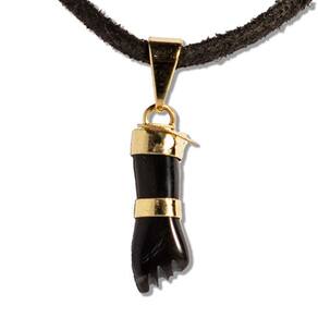 Colar Mini Figa Pedra Obsidiana Negra Montagem Dourado