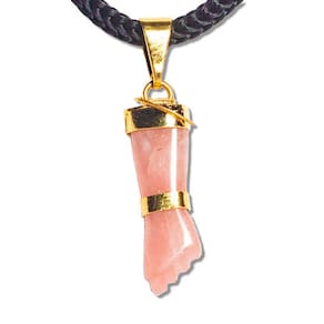 Colar Mini Figa Pedra Quartzo Rosa Montagem Dourado