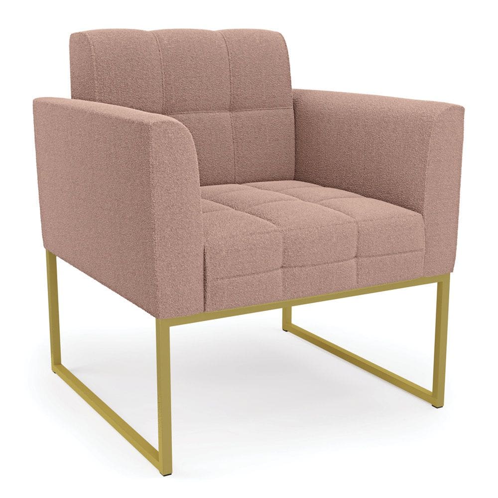 Poltrona Sala de Estar Industrial Dourado Elisa Bouclê D03 - D`Rossi