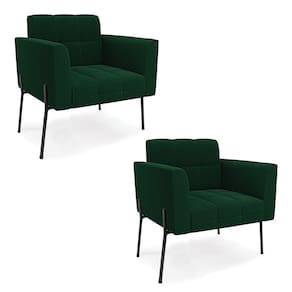 Poltrona Sala de Estar Pé de Ferro Pto Kit 2 Elisa Bouclê Verde D03 - D`Rossi