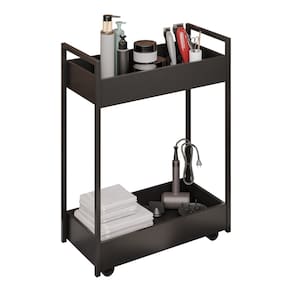 Carrinho Auxiliar Para Salão de Beleza Lara 70cm em Aço com Rodízios Preto - Desk Design