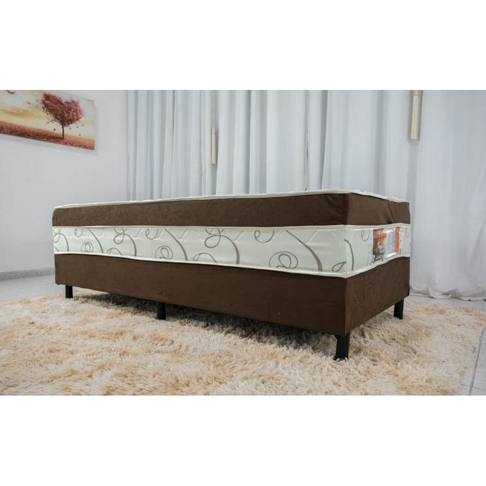 Cama Box Solteiro Conjugado Nosso Sonho Marrom Macia e Confortável - Semi Ortopédica
