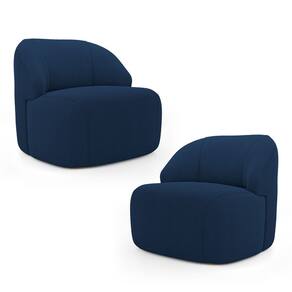 Kit 02 Poltronas Decorativas Kaya Orgânica Bouclê Azul Marinho - Desk Design