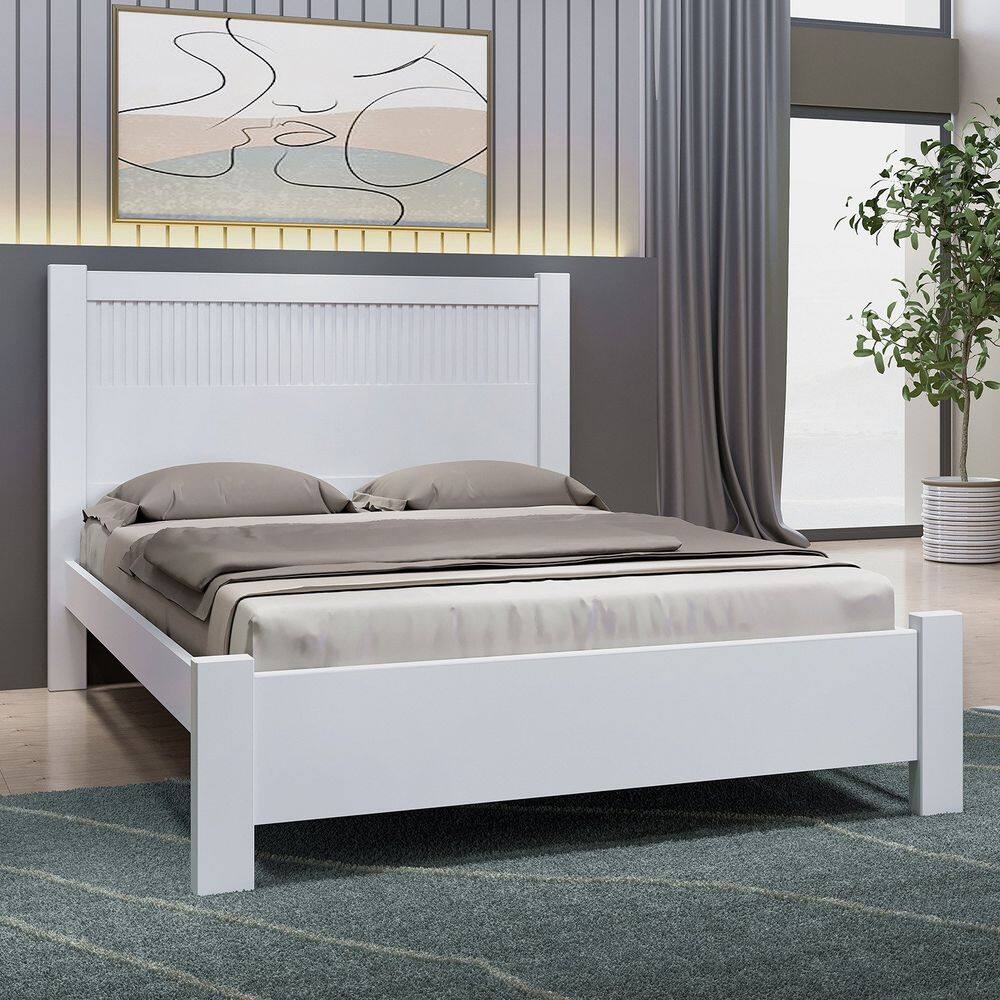 Cama Casal 153x118x200cm 100% Mdf Premium Ripada Branco
