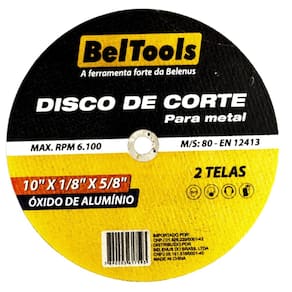 Kit C/ 5 Disco de Corte Ferro 10xx1/8x5/8 Beltools