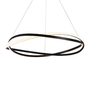 Lustre Pendente Nordecor Euni Odi 2875 80cm Preto Led Bivolt