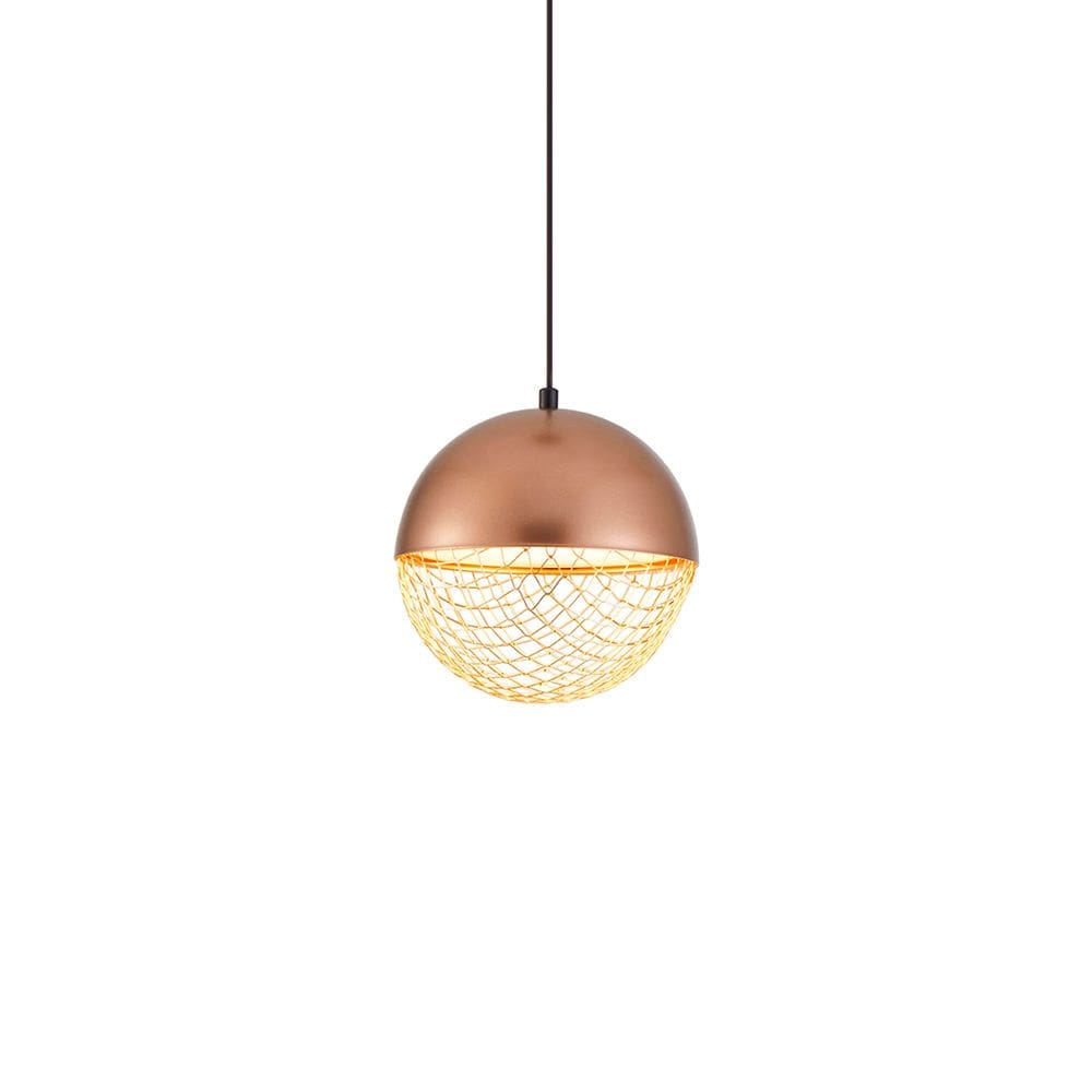 Lustre Pendente Nordecor Rezi 2932 18cm Cobre / Dourado Brilho Led Bivolt