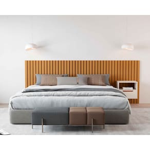 Cabeceira Ripado Para Cama King Size Maracá Nature Com Mesa de Cabeceira Jatobá OffWhite - Rede Móveis