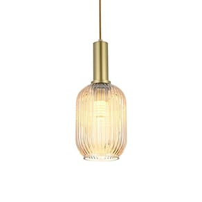 Lustre Pendente Nordecor Canne Lon 2913 Ouro Champagne E27 Bivolt
