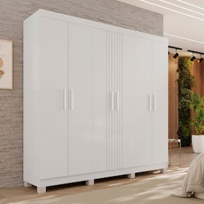 Guarda-roupa 4 Gavetas 6 Portas com Pés Lisboa Branco