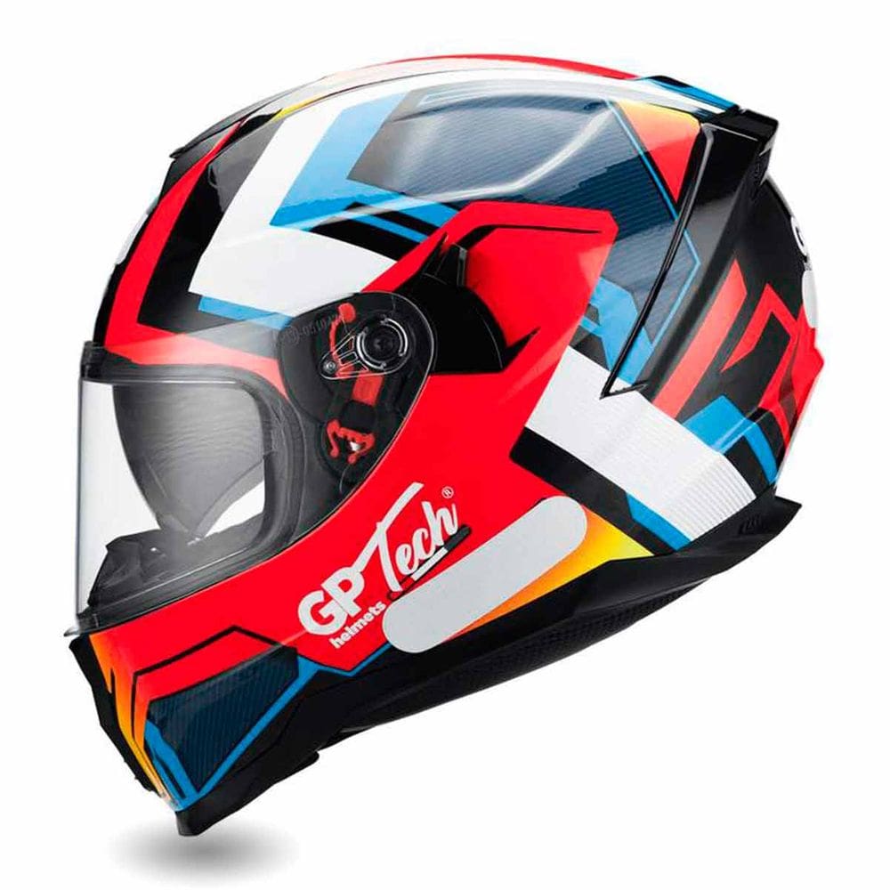 Capacete Moto Gp Tech Ultra Sv Fusion V2 Integral Fechado Vermelho / Azul