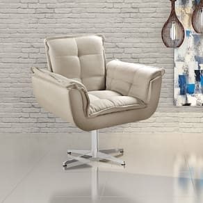 Poltrona Giratória de Metal Bella Opala Decoração Sala Recepção Bege