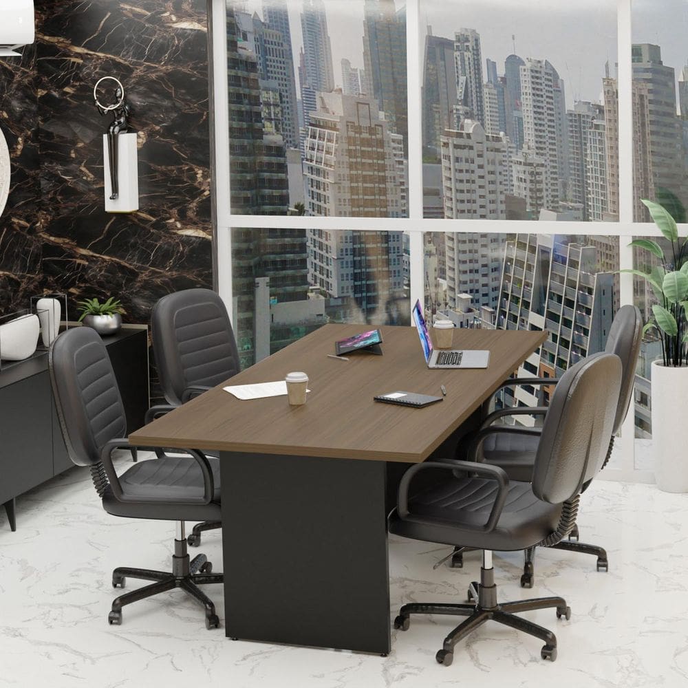 Mesa De Reunião Para Escritório 200x100cm Nogal