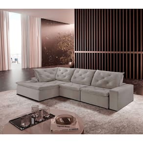 Sofá Hércules Veludo 2 Módulos 80cm B25cm+Chaise 130cm Meu Sofá Online