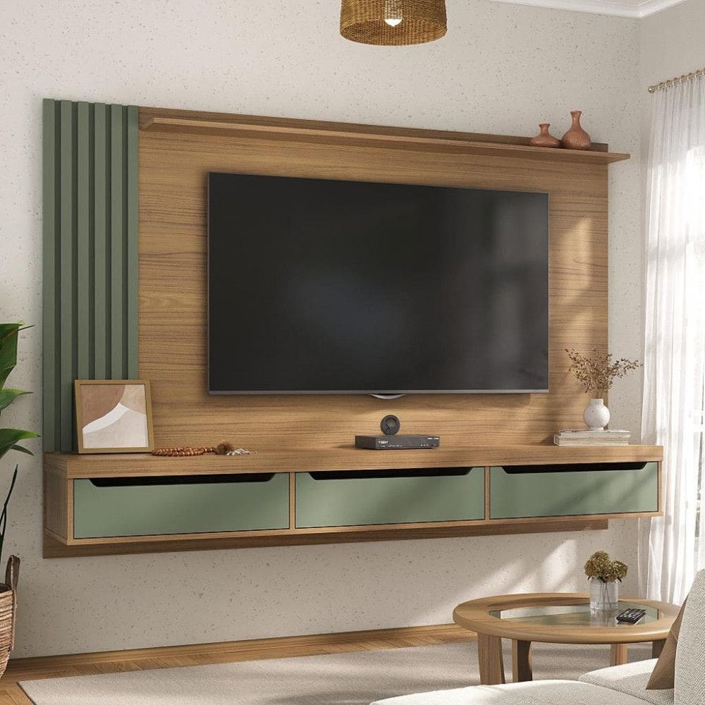 Painel Para TV até 75 Polegadas 3 Gavetas Ripado Presence Artely