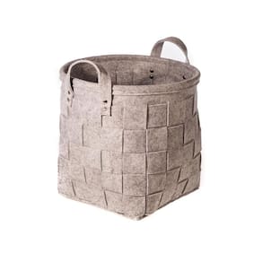 Cesto Feltro Tramado Cinza 38X38X38 Cm Com Alças Yoi Tecido