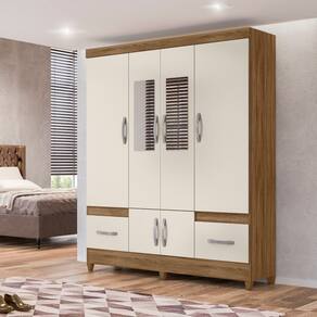 Guarda Roupa Casal com Espelhos 6 Portas 2 Gavetas MS912 Moval