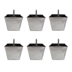 Kit 6 Pés Para Sofa Rack Estofados Modelo Cadency Cromado Trapézio Alt 6 Cm