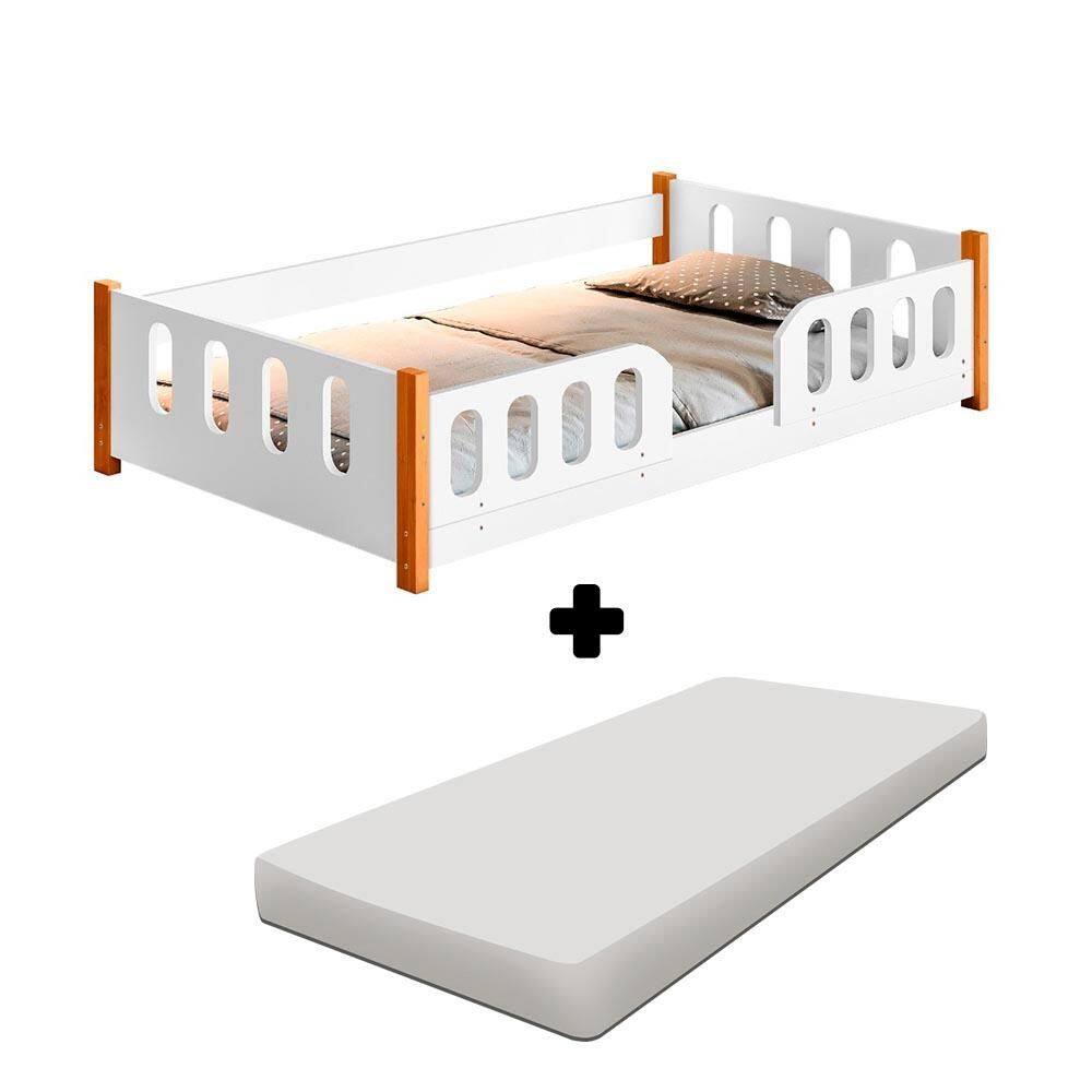 Cama Infantil Com Colchão Branco Melin Shop JM - Branco