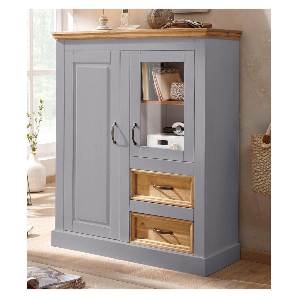 Balcão Buffet de Madeira Vértico Estilo Alemão Coleção England Cinza / Cera