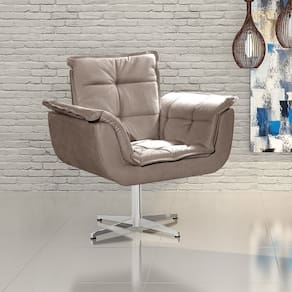 Poltrona Giratória de Metal Opala Decoração Sala Recepção Cinza Capuccino