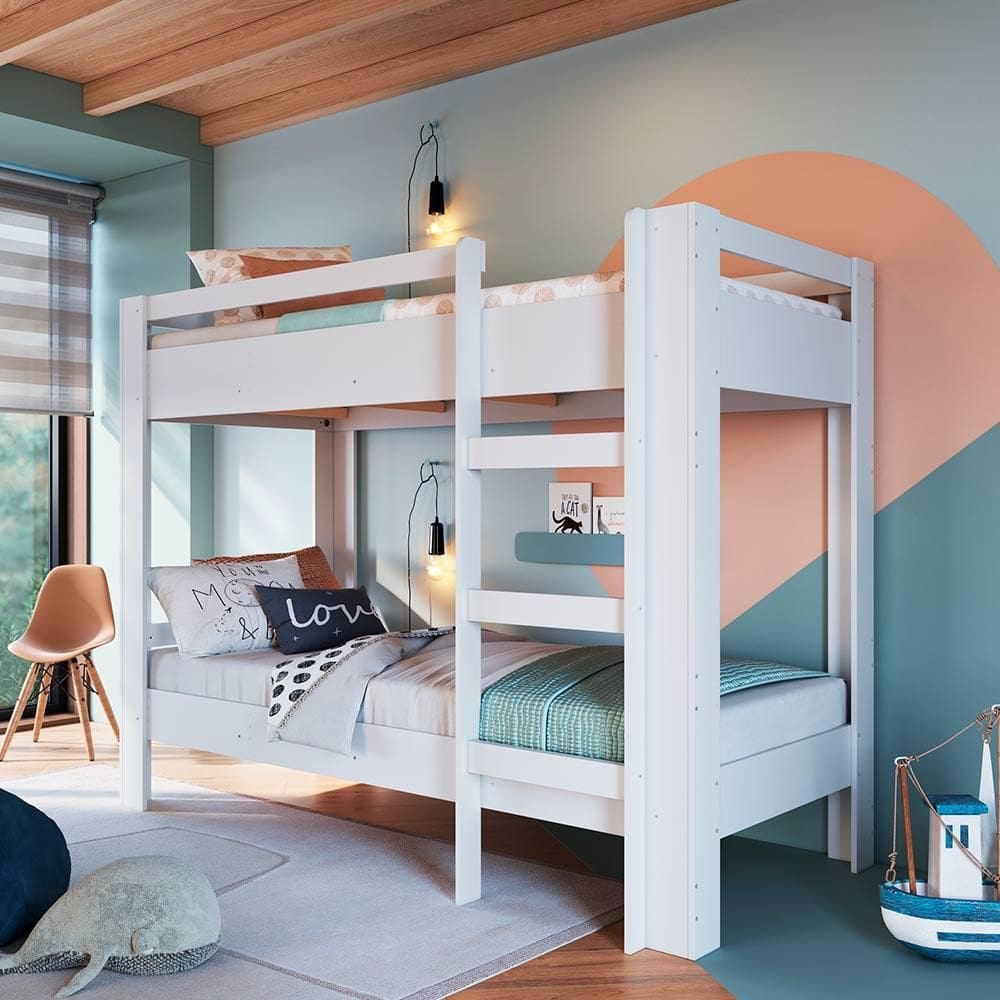 Beliche Com 2 Colchões Ortobom Solteiro Branco Slim Completa Móveis - Branco