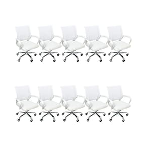 Kit 10 Cadeiras De Escritório Begonia Mesh Ergonômico Branco