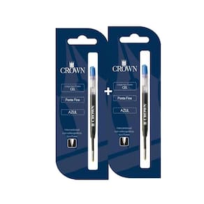 Kit Carga Para Caneta Crown Esferográfica Tipo Parker (Gel) CA17004 (02 Unidades) Azul Vermelha Preta